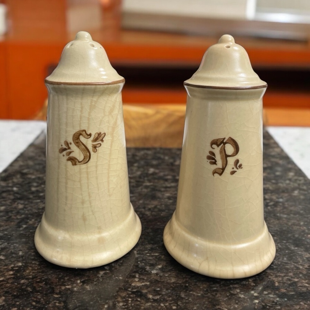 Vintage 1970s Village Salt & Pepper Shakers by Pfaltzgraff